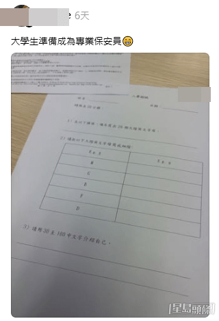 有大學生女網民在網上發文，高調宣布「大學生準備成為專業保安員」（帖文截圖）