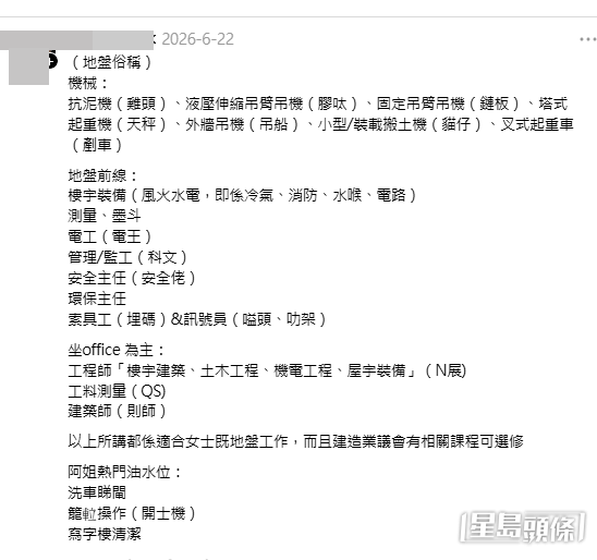 帖文引來大批地盤行內人留言。(帖文留言截圖) 帖文引來大批地盤行內人留言。(帖文留言截圖)