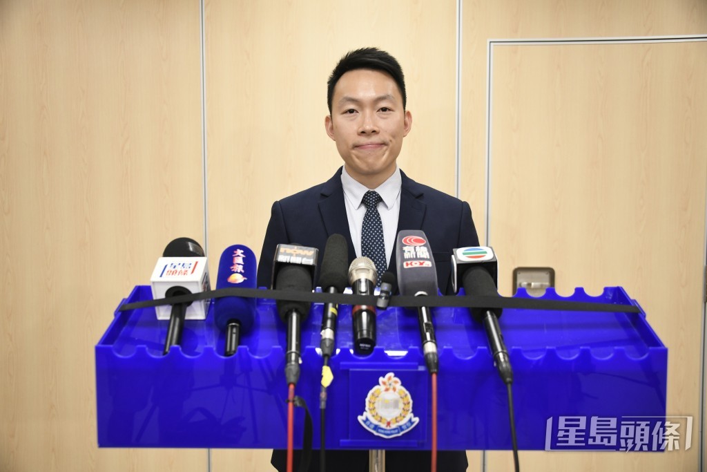 黃大仙警區刑事調查第四隊偵緝督察陳明傑講述案情。楊偉亨攝 黃大仙警區刑事調查第四隊偵緝督察陳明傑講述案情。楊偉亨攝