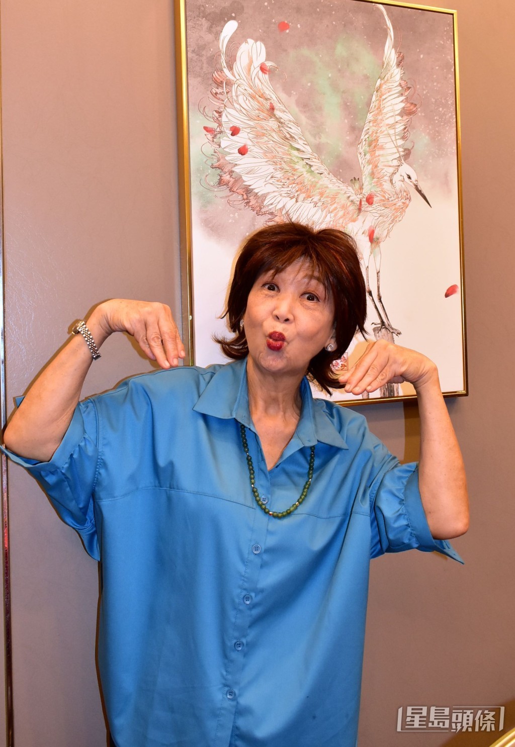 消瘦近20磅的咪咪姐搞鬼扮仙鶴甫士。 消瘦近20磅的咪咪姐搞鬼扮仙鶴甫士。