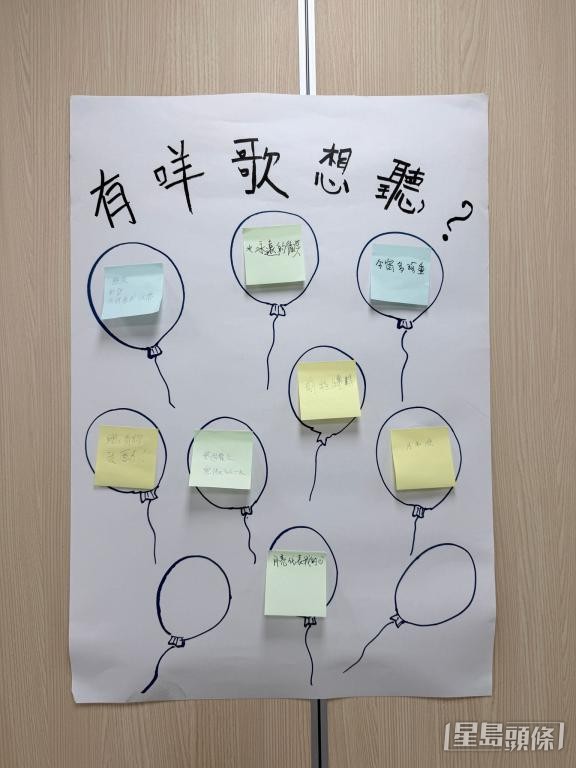 宏福苑居民及市民写下想听的歌曲。 受访者提供