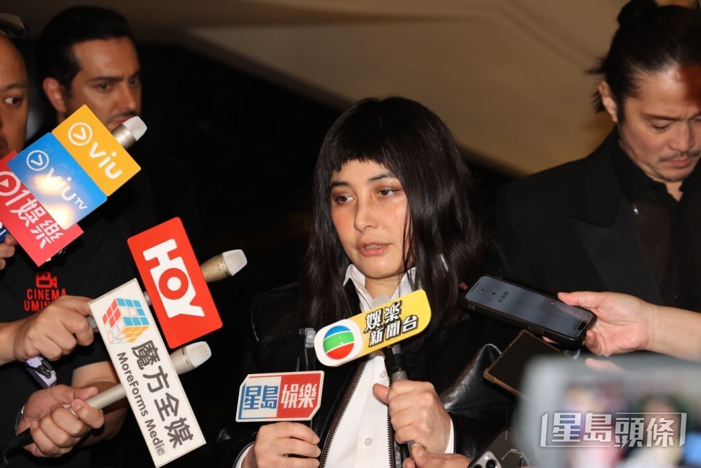 何超儀離場時接受訪問。 何超儀離場時接受訪問。