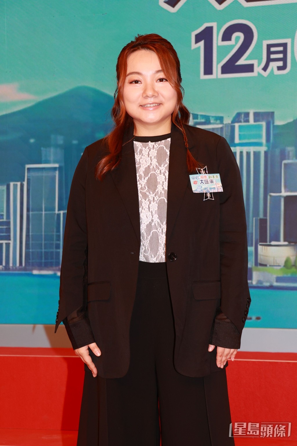 黃博現身《同心·投票· 創未來》記者會,衣着打扮成為焦點。 黃博現身《同心·投票· 創未來》記者會,衣着打扮成為焦點。