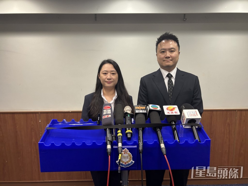 西九龍總區重案組第五隊總督察嚴韻霞(圖左)及特別職務隊高級督察劉肇龍講述案情。 西九龍總區重案組第五隊總督察嚴韻霞(圖左)及特別職務隊高級督察劉肇龍講述案情。