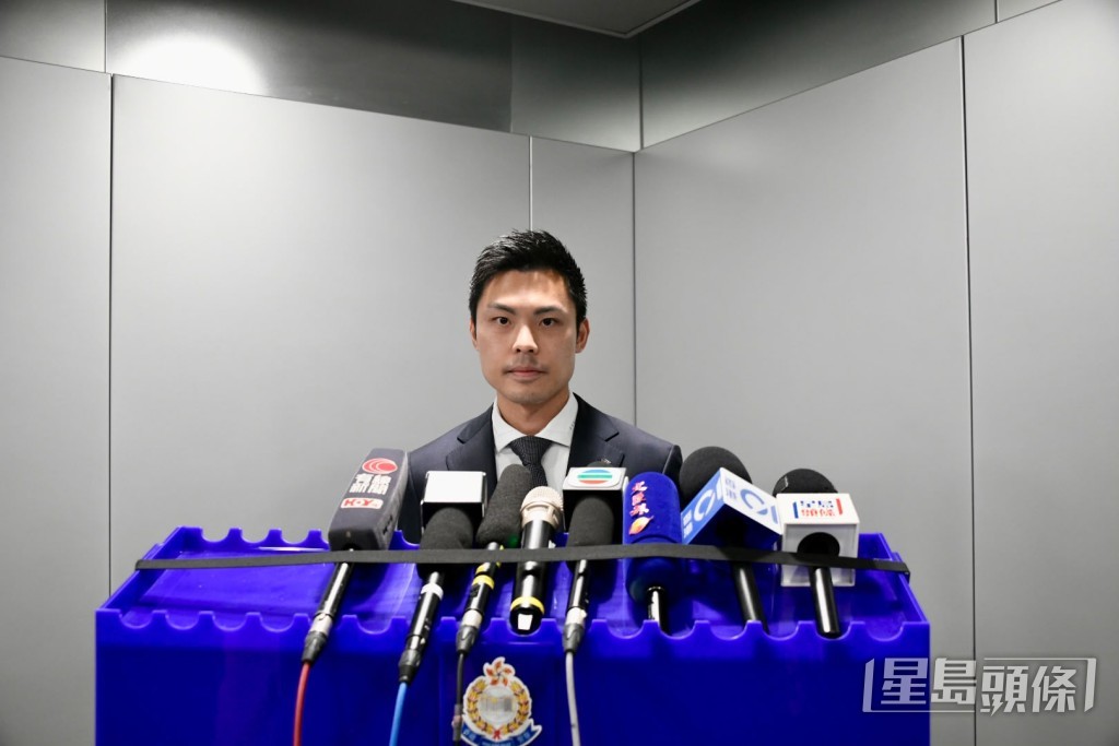 毒品調查科行動組高級督察湯敬培講述案情。楊偉亨攝 毒品調查科行動組高級督察湯敬培講述案情。楊偉亨攝