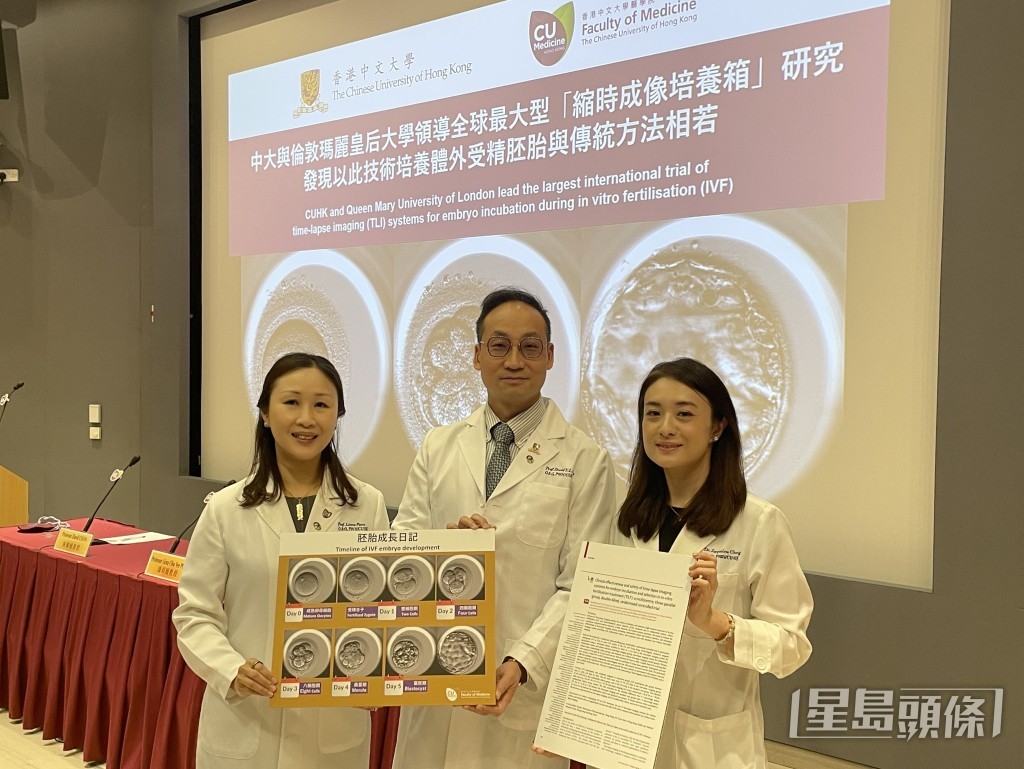 （左起）中大醫學院婦產科學系系主任潘昭頤、助理教授陳耀樑、副教授鍾佩樺。蕭博禧攝