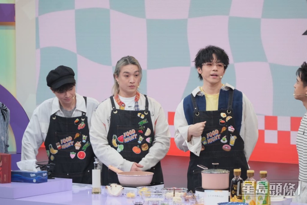 陳卓賢（Ian）、陳瑞輝（Frankie）、柳應廷（Jer）昨晚出席ViuTV直播節目《8點直樂VIURIETY》拍攝。