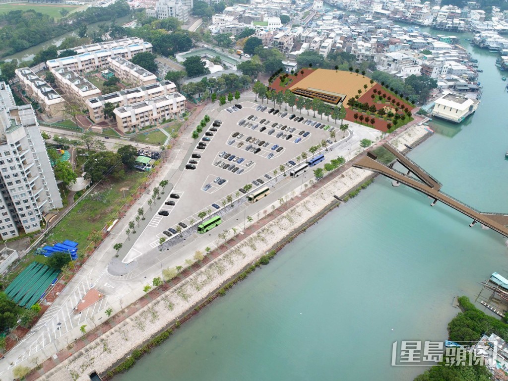 大澳改善工程拟建盐田露天剧场曁休憩用地及公众停车场。 土木工程拓展署图片
