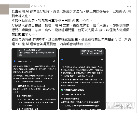 樓主向Gemini的提問(帖文截圖) 樓主向Gemini的提問(帖文截圖)
