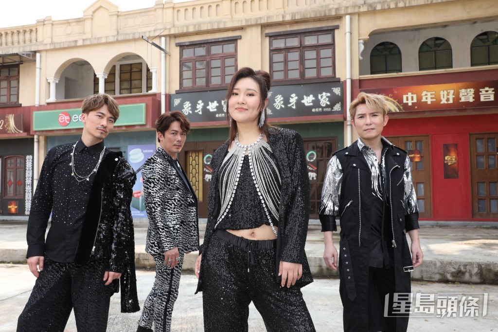 「中2生」黃劍文、Brian、安雅希及劉威煌為TVB拍《隆重登場》MV。