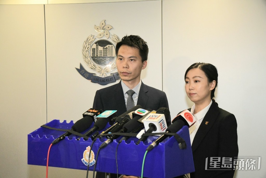 商業罪案調查科訛騙案調查組總督察莫麗瓊(圖右)及薛子劼高級督察講述行動詳情。徐裕民攝