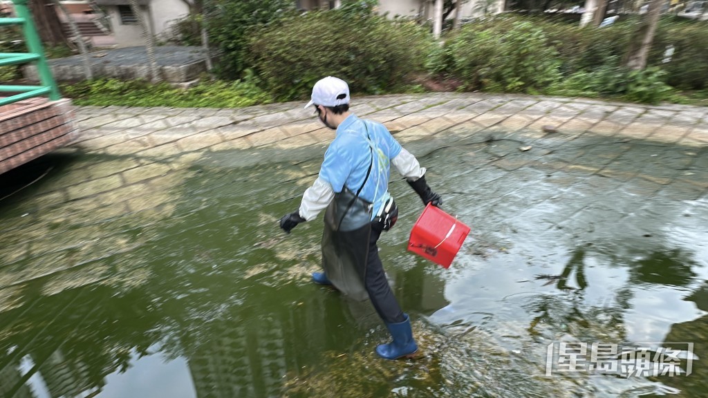 工人在清洗魚池。劉漢權攝