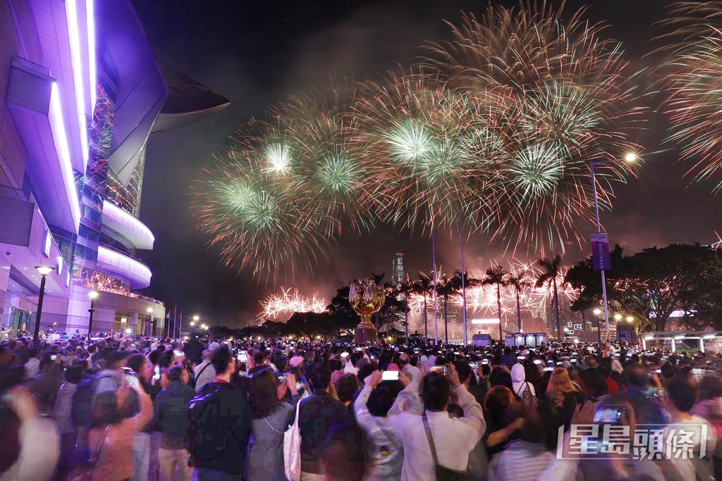 「馬到功成耀香江」馬年煙花匯演表演。 「馬到功成耀香江」馬年煙花匯演表演。
