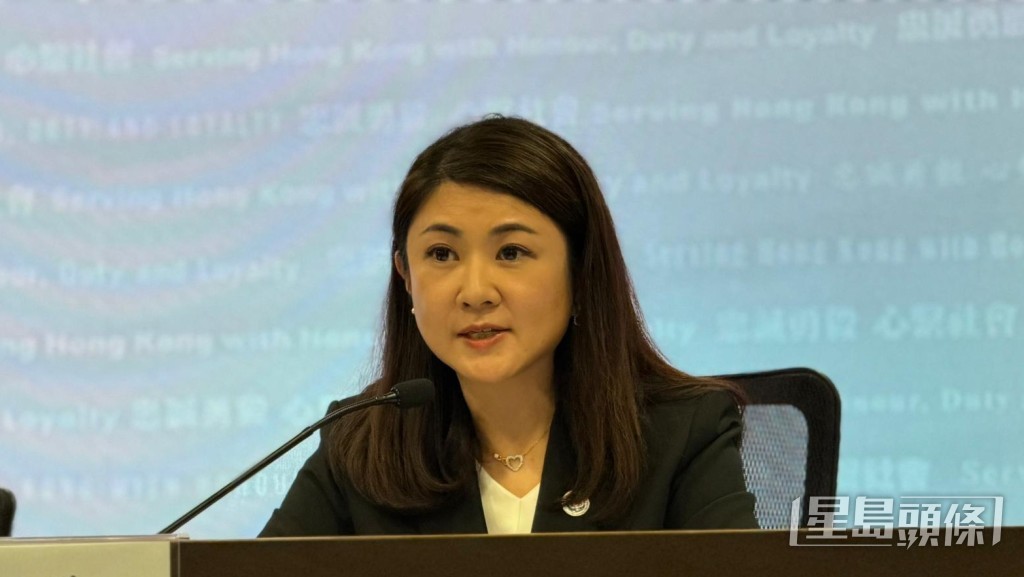 網絡安全及科技罪案調查科刑事支援科署理警司譚亦媛講述案情。曾志恒攝 網絡安全及科技罪案調查科刑事支援科署理警司譚亦媛講述案情。曾志恒攝