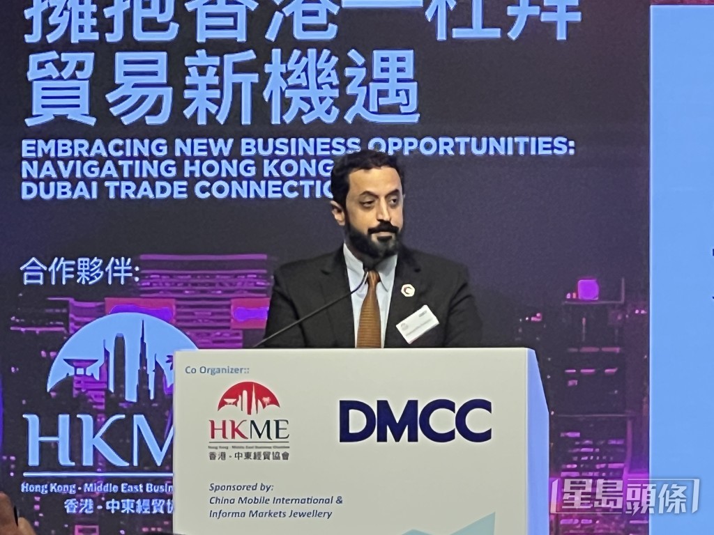 DMCC主席暨行政總裁Ahmed Bin Sulayem專程來港。郭詠欣攝 DMCC主席暨行政總裁Ahmed Bin Sulayem專程來港。郭詠欣攝