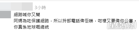 網民意見（帖文留言截圖）