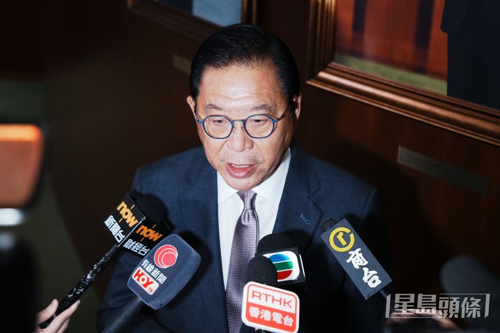 林健鋒會後回應傳媒提問。汪旭峰攝 林健鋒會後回應傳媒提問。汪旭峰攝