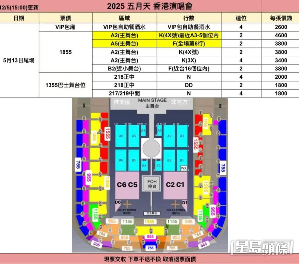 有賣家傳來報價表,包廂票索價2600元。 有賣家傳來報價表,包廂票索價2600元。