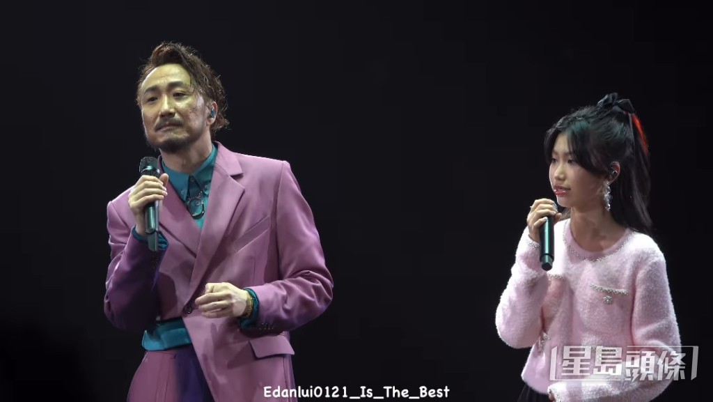 Emma上台與爸爸鄭中基合唱《My Only One》。(「edanlui0121_is_the_best」IG圖片) Emma上台與爸爸鄭中基合唱《My Only One》。(「edanlui0121_is_the_best」IG圖片)