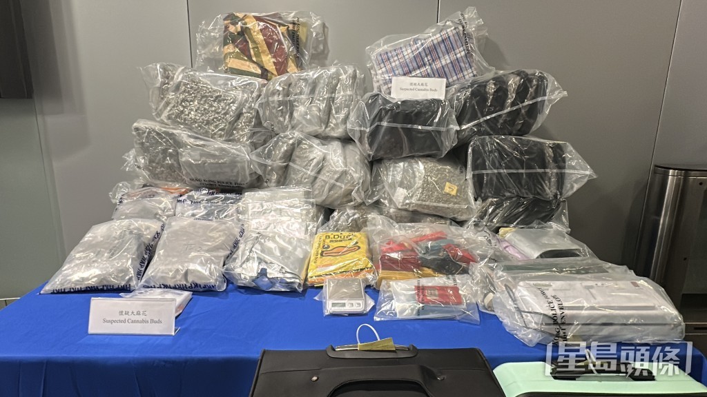 行動中檢獲57公斤大麻花,市值約港幣1200萬元。劉漢權攝 行動中檢獲57公斤大麻花,市值約港幣1200萬元。劉漢權攝