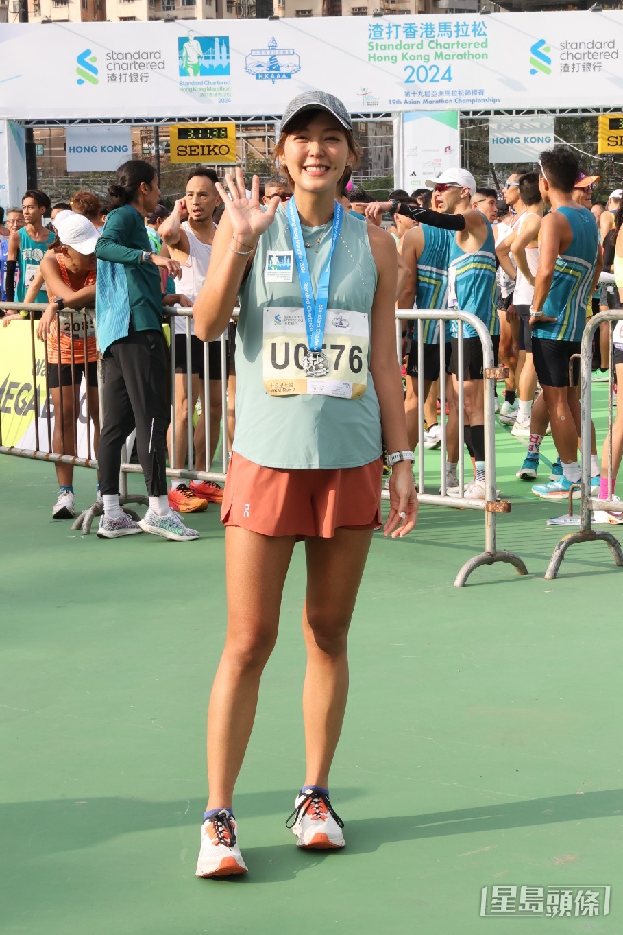 陀B七个月的 梁诺妍今日（21日）完成10公里赛程。
