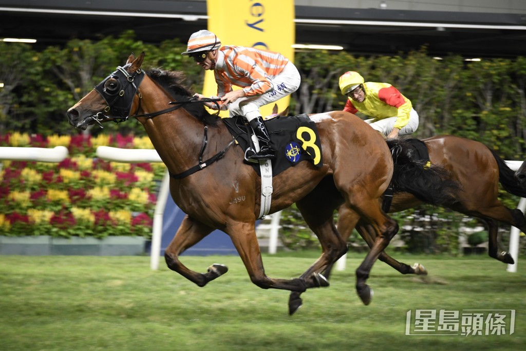「天外迎天」前仗在谷草千二米贏得在港首場頭馬。