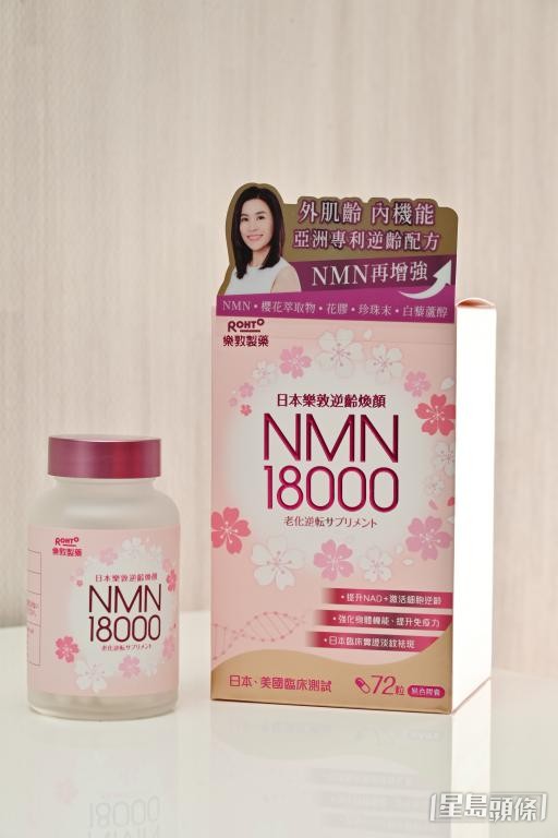 樂敦「逆齡煥顏NMN18000」選用美國研究所採用的高純度NMN，高效激活人體內的「長壽基因」蛋白Sirtuins的活性及DNA修復能力。