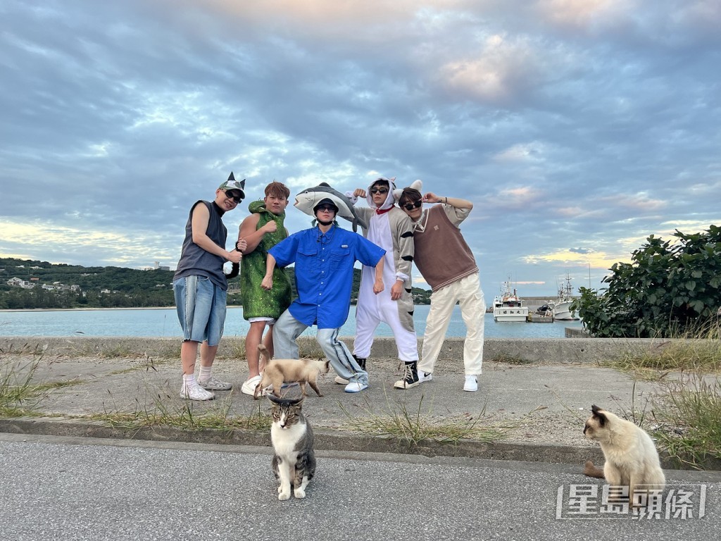 在貓島之稱的奧武島拍攝,5子一樣要扮鬼扮馬。 在貓島之稱的奧武島拍攝,5子一樣要扮鬼扮馬。
