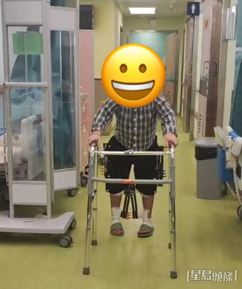 有患者在術後努力練習步行。 受訪者提供