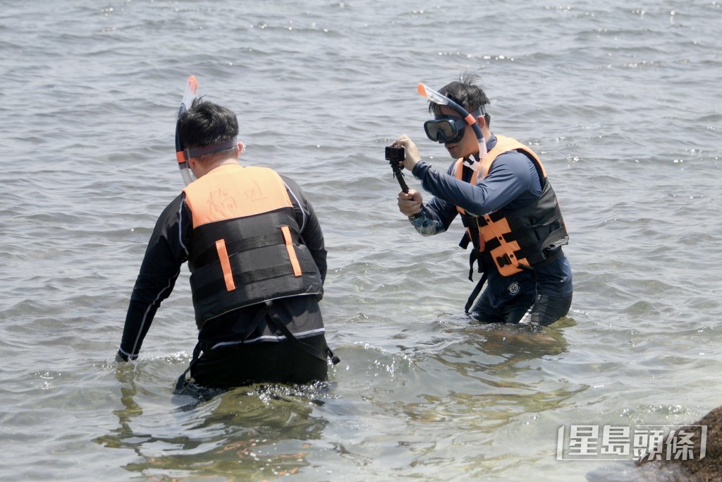 國慶黃金周首日，有遊客在西貢橋咀洲觀光時，從海中捕取海洋生物、踐踏珊瑚。資料圖片