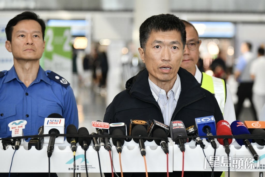 香港警務處機場區指揮官葉本儒。 香港警務處機場區指揮官葉本儒。