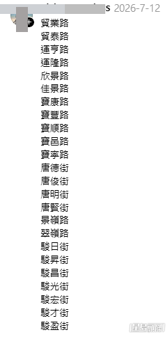 網民盤點本港最有文化街名。(帖文留言截圖) 網民盤點本港最有文化街名。(帖文留言截圖)