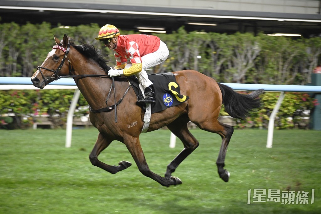 「祥勝將軍」上場轉倉初出跑二千二百米輕易以兩個馬位之先勝出。