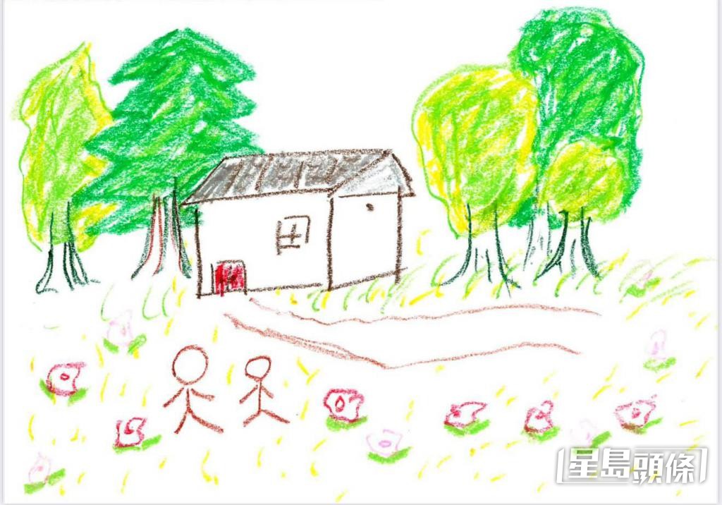 米大哥解開心結後,畫作加添色彩。 受訪者提供 米大哥解開心結後,畫作加添色彩。 受訪者提供