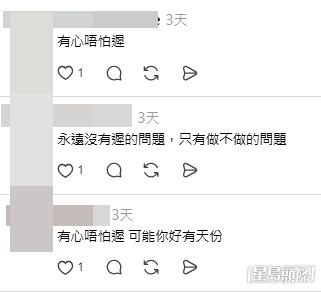 網民意見（帖文留言截圖）