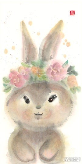 陳紫君與德國畫家朋友在兔年創作出水墨復活兔。