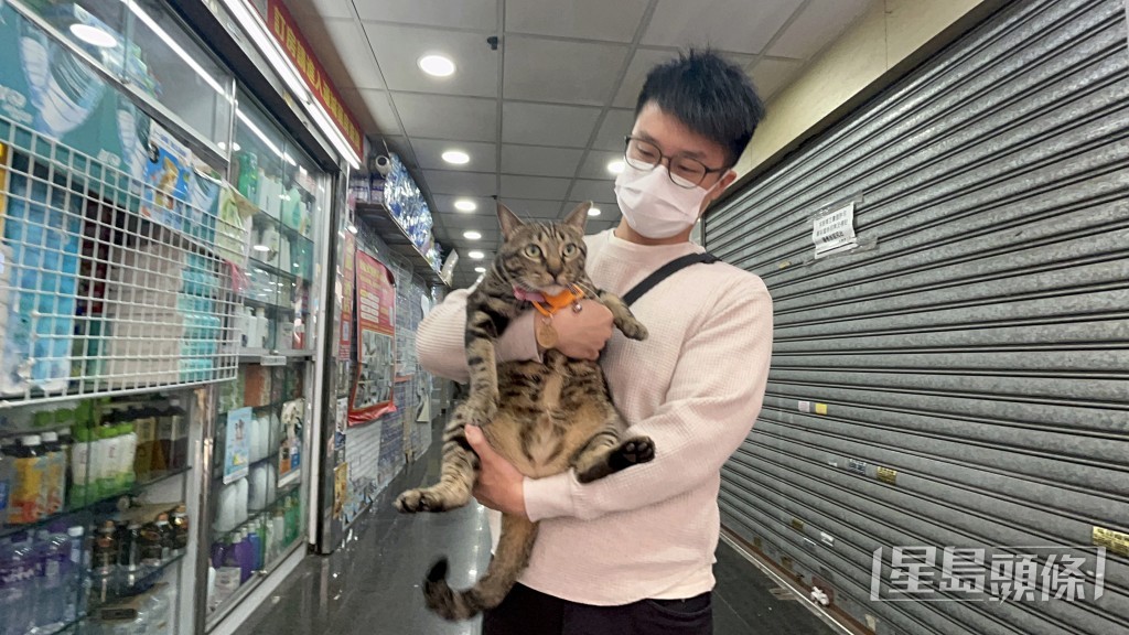 主人與愛貓重逢，眉開眼笑。楊偉亨攝