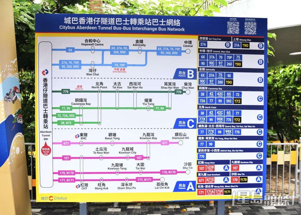 新轉乘站設有有蓋候車處、座椅及風扇,並提供由專營巴士營辦商設置的路線資訊牌。 新轉乘站設有有蓋候車處、座椅及風扇,並提供由專營巴士營辦商設置的路線資訊牌。
