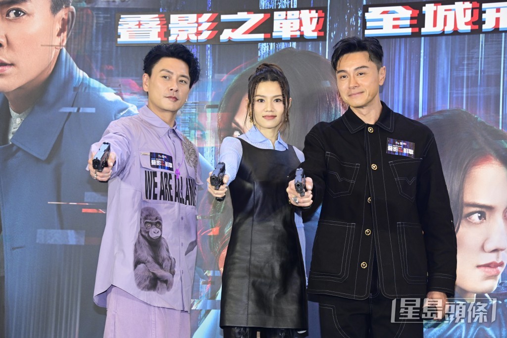 黃宗澤、周秀娜和黃浩然（右）為台慶劇宣傳。