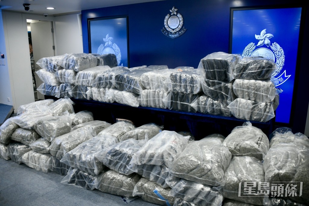 警方展示涉案大麻。楊偉亨攝 警方展示涉案大麻。楊偉亨攝