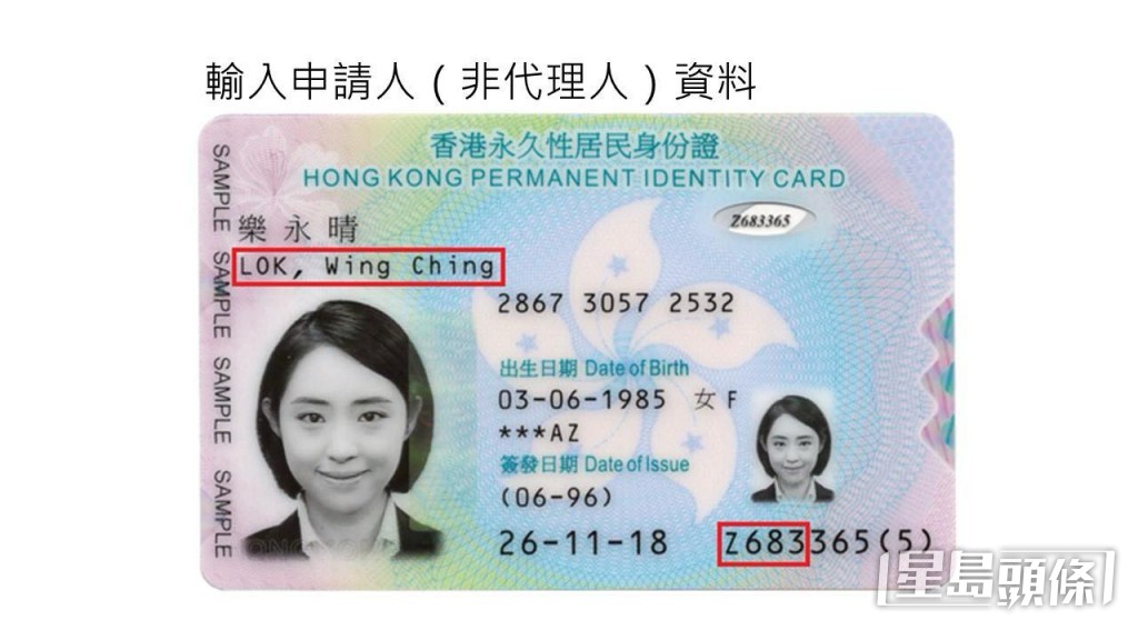 输入申请人(非代理人)香港身份证/护照/往来港澳通行证号码首4位数字/字母 输入申请人(非代理人)香港身份证/护照/往来港澳通行证号码首4位数字/字母