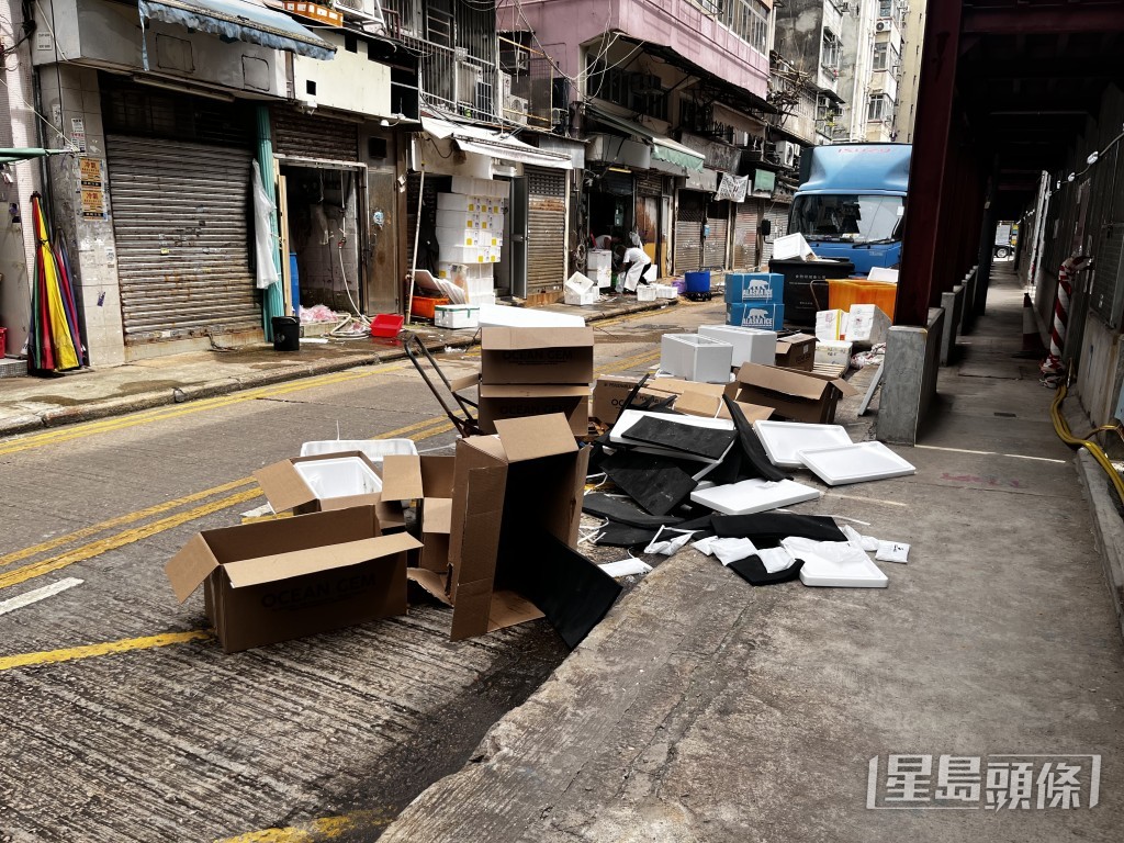 舊旺角街市地士道街一帶。 舊旺角街市地士道街一帶。