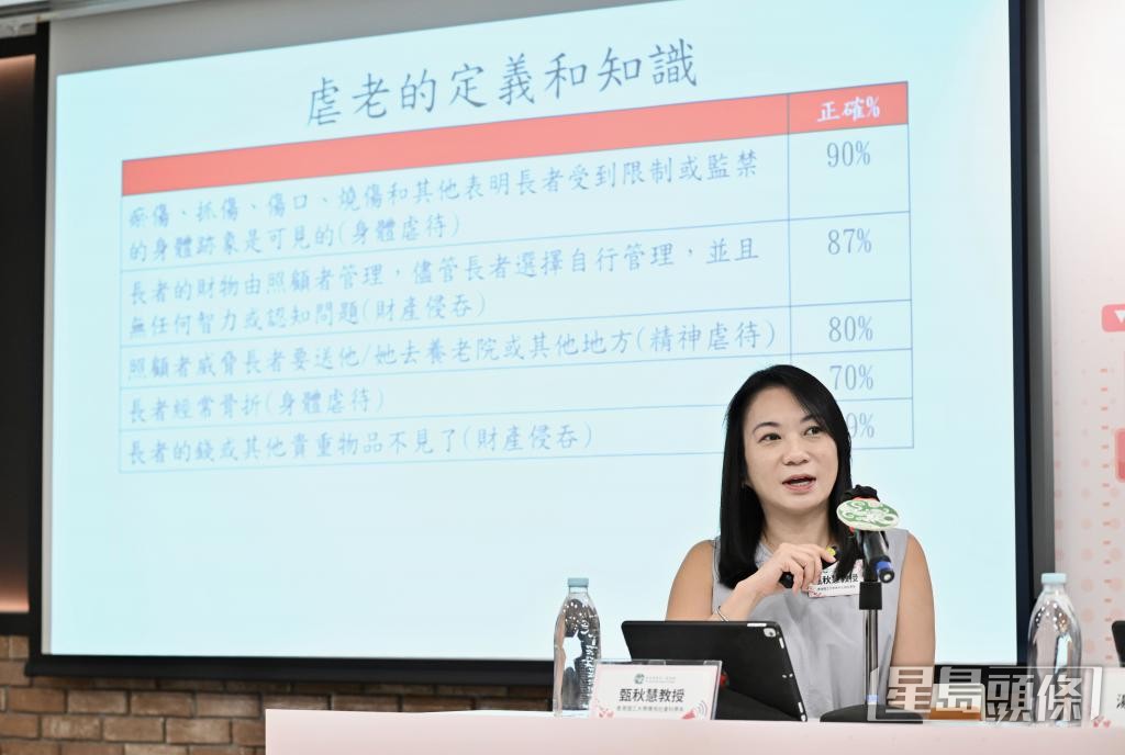 理工大学应用社会科学系教授甄秋慧指,关注长者受到精神虐待的无形创伤。 理工大学应用社会科学系教授甄秋慧指,关注长者受到精神虐待的无形创伤。
