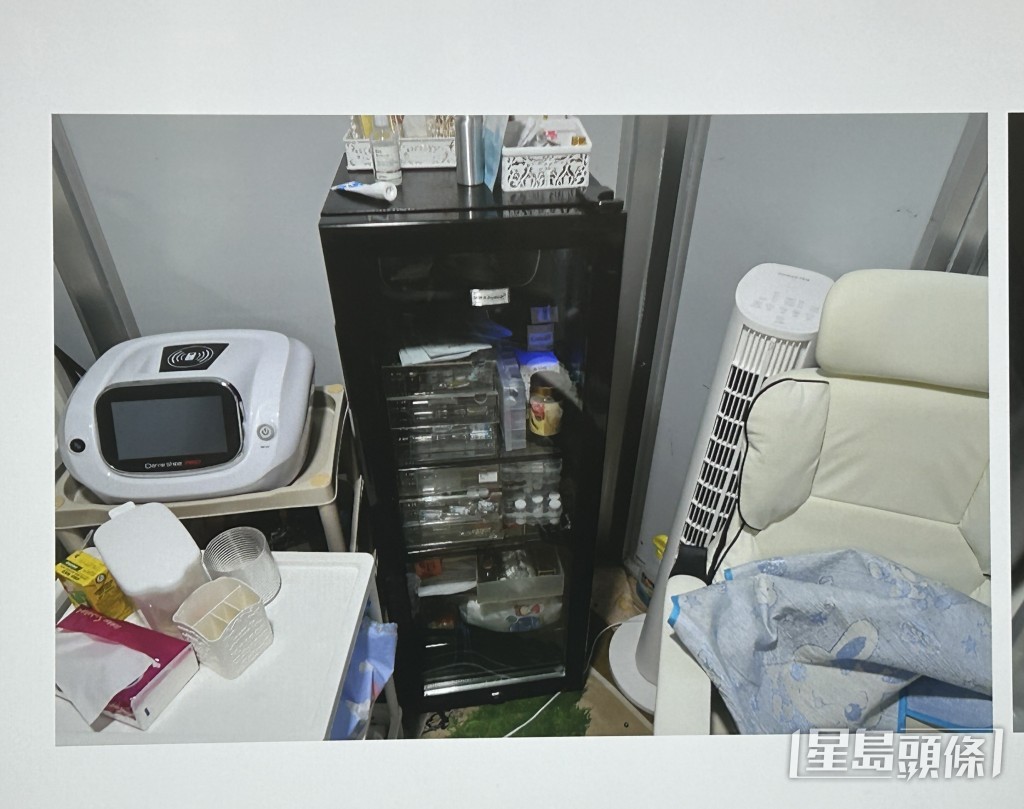 紅磡住宅單位內有儲存美容針劑的恒溫儲物櫃。