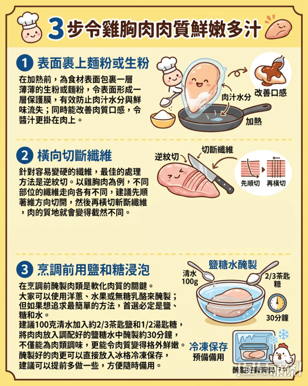 3步令雞胸肉肉質鮮嫩多汁 3步令雞胸肉肉質鮮嫩多汁