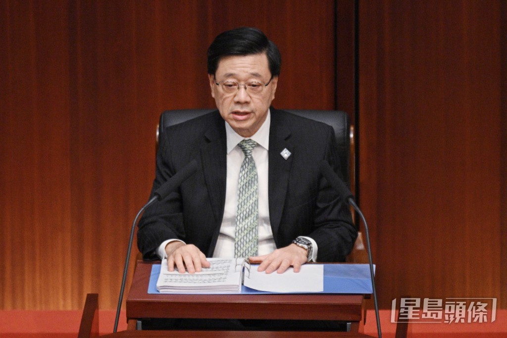 特首李家超公布「五年規劃」。盧江球攝 特首李家超公布「五年規劃」。盧江球攝