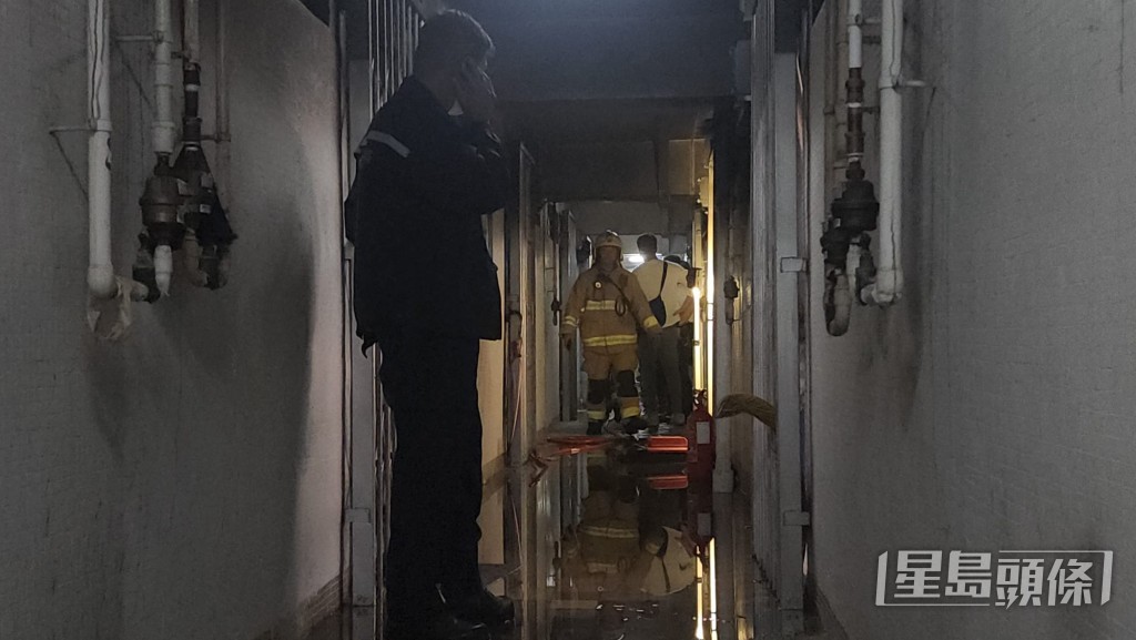 消防及警員在場調查。黎志偉攝 消防及警員在場調查。黎志偉攝