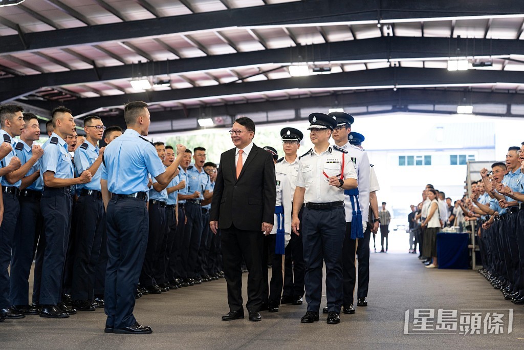 政務司司長陳國基出席警察學院結業會操。 政務司司長陳國基出席警察學院結業會操。