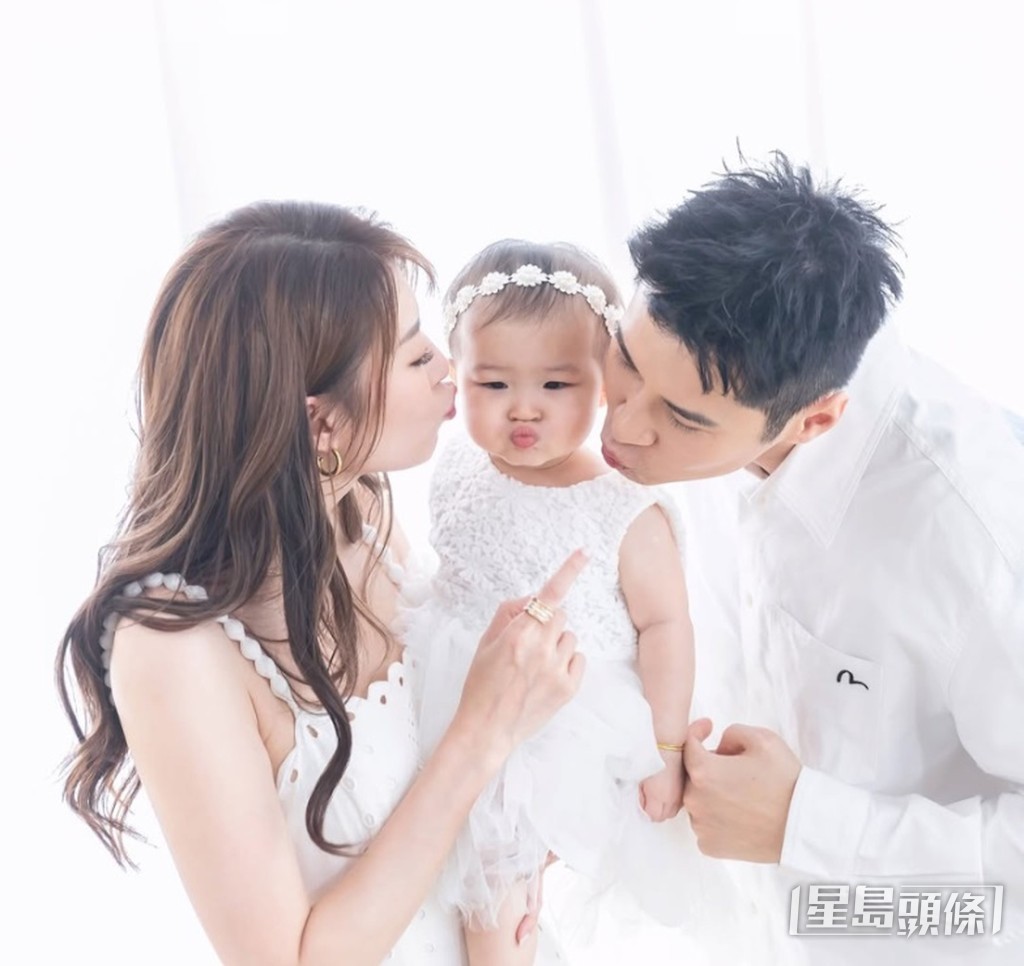 Shiga與老公陳家樂極愛錫女兒。 Shiga與老公陳家樂極愛錫女兒。