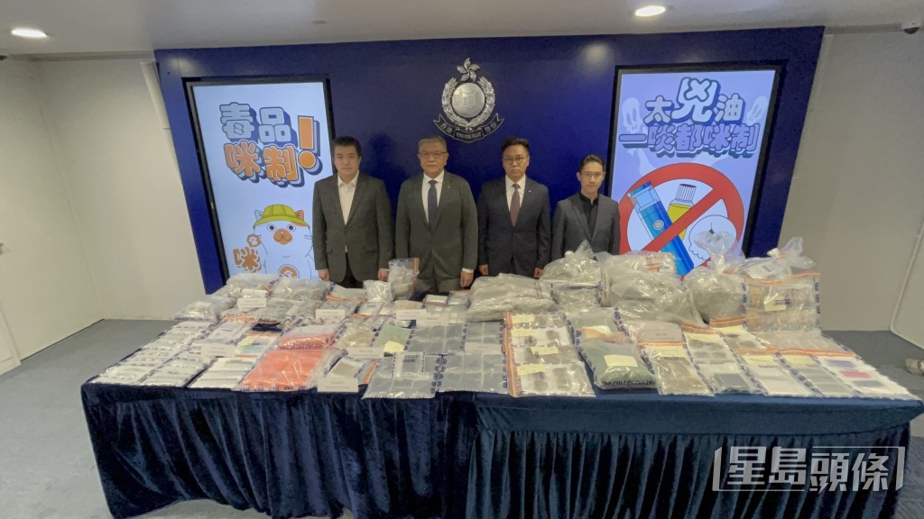 警方毒品調查科展開「沙鷗」行動打擊毒品 ,拘捕99人。楊偉亨攝 警方毒品調查科展開「沙鷗」行動打擊毒品 ,拘捕99人。楊偉亨攝